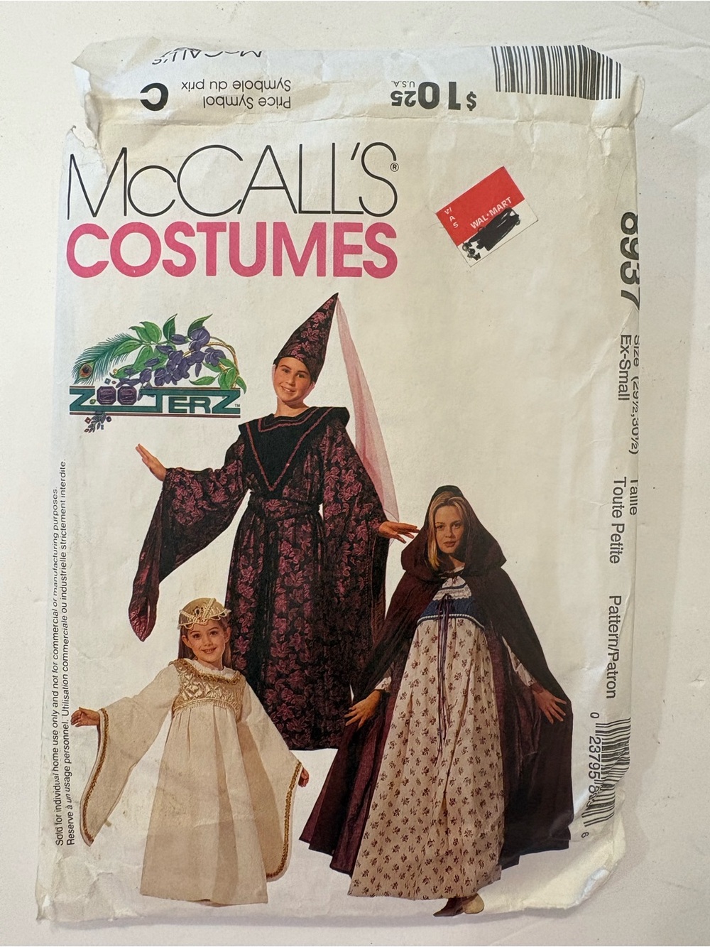 McCall’s 8937 Halloween Medieval Fantasy Costume Pattern Child’s XS